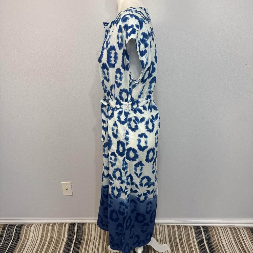 Anthropologie Othilia Abtract Maxi Dress Women's Small Blue Belted Bohemian - Picture 9 of 16